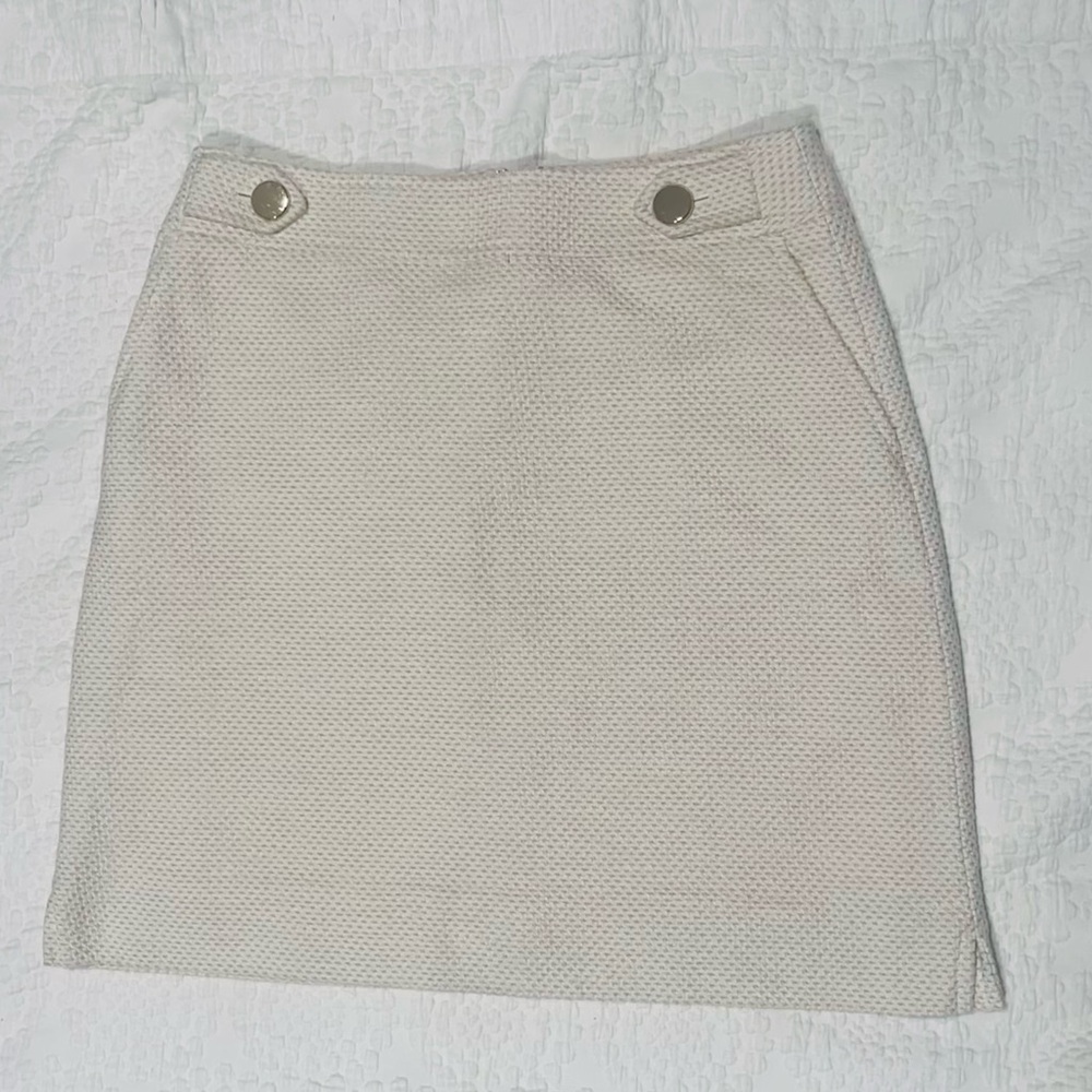 Ann Taylor Cream Textured Skirt